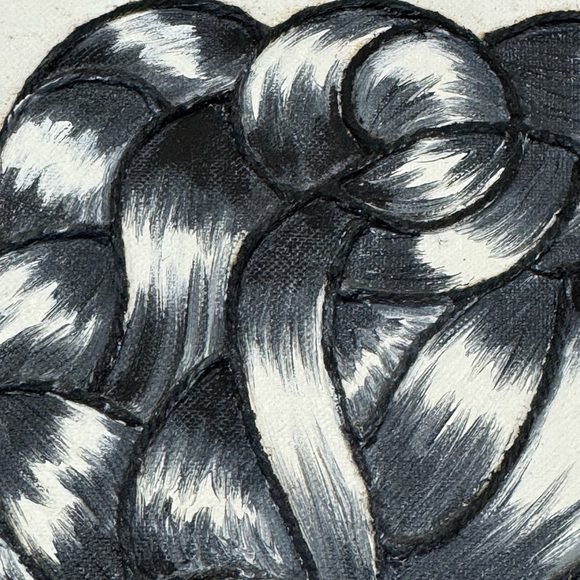 Framed Art Mixed Media Acrylic and Yarn on Canvas 17”x21” Small Painting - Picture 8 of 16